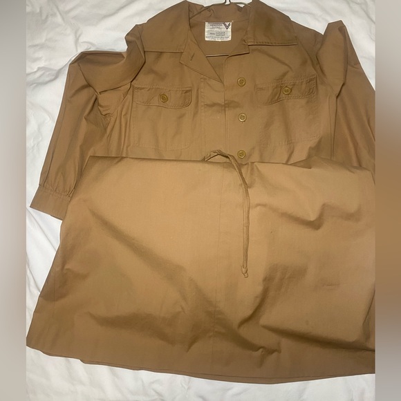 Valentio boutique 100% cotton belted khaki/dark tan trench coat/dress - Picture 4 of 6